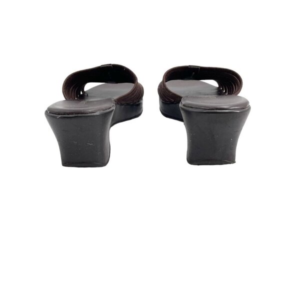 Vintage Y2K Cabin Creek Brown Strappy Wedges Slip On Slides Womens Size 7 Summer - Picture 2 of 10